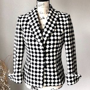 Classiques Entier Houndstooth black and white wool blazer. Size 2.